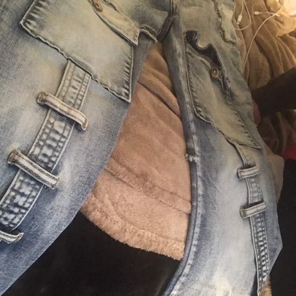 Distressed denim style biker skinny’s - Picture 2 of 3